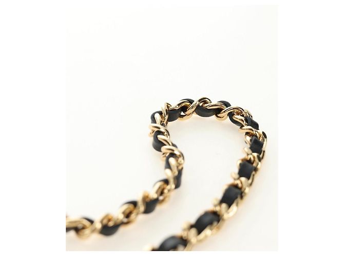 CHANEL Matelasse Chain Shoulder Pouch Pelle vernice Nera CC Auth 190043SAM Nero D'oro - vista 14