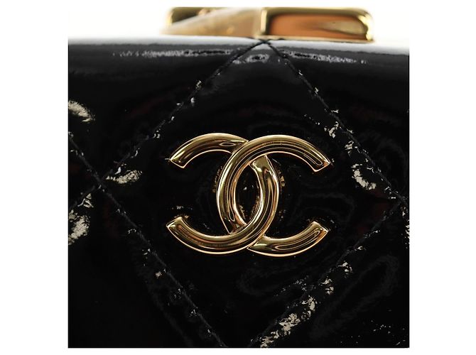 CHANEL Matelasse Chain Shoulder Pouch Pelle vernice Nera CC Auth 190043SAM Nero D'oro - vista 19