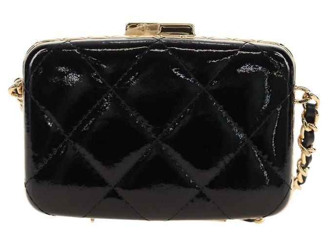 CHANEL Matelasse Chain Shoulder Pouch Pelle vernice Nera CC Auth 190043SAM Nero D'oro - vista 2