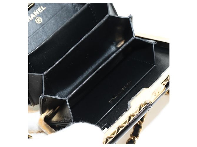 CHANEL Matelasse Chain Shoulder Pouch Pelle vernice Nera CC Auth 190043SAM Nero D'oro - vista 23