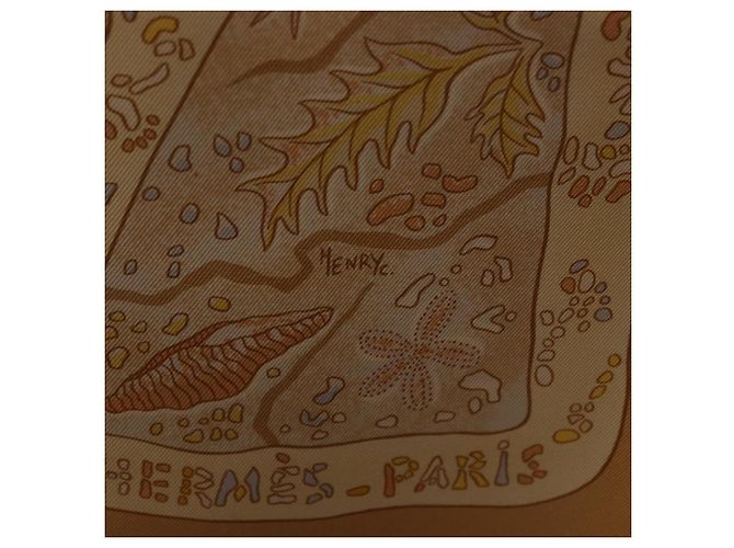 Hermès HERMES Carré 90 Sciarpa "Chemins de Garrigue" Seta Beige Giallo Autentica 186915M - vista 11
