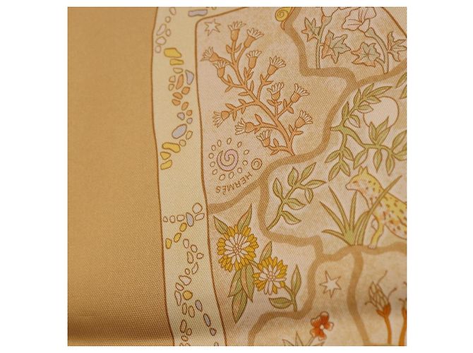 Hermès HERMES Carré 90 Sciarpa "Chemins de Garrigue" Seta Beige Giallo Autentica 186915M - vista 12