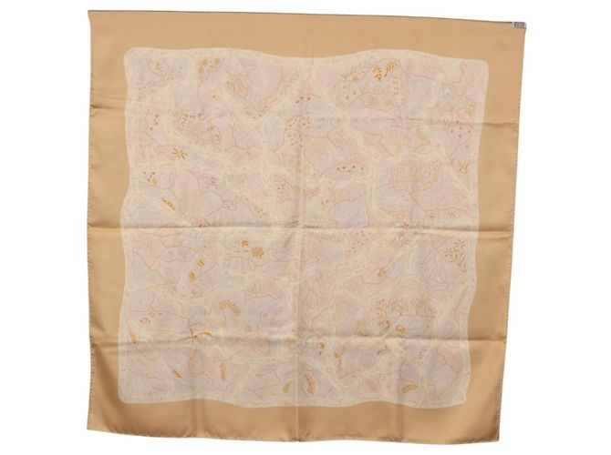 Hermès HERMES Carré 90 Sciarpa "Chemins de Garrigue" Seta Beige Giallo Autentica 186915M - vista 13