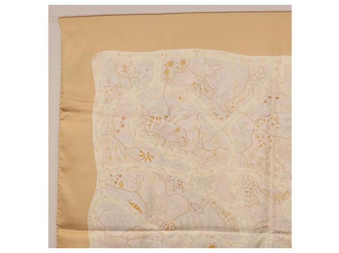Hermès HERMES Carré 90 Sciarpa "Chemins de Garrigue" Seta Beige Giallo Autentica 186915M - vista 14
