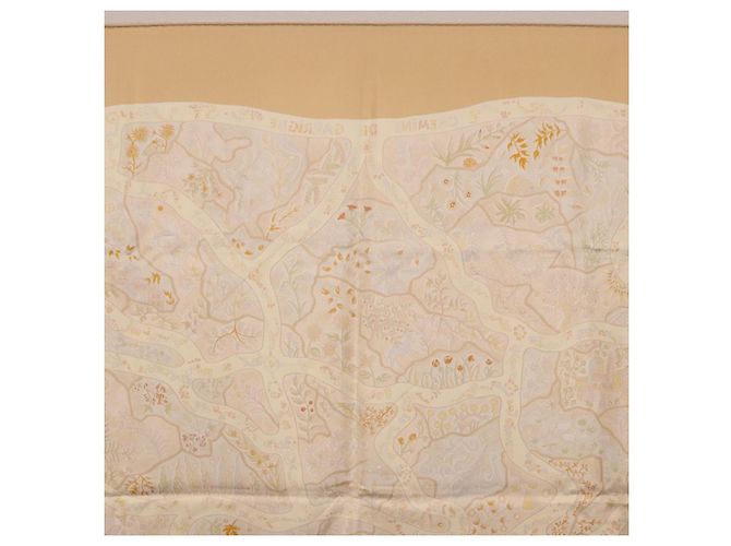 Hermès HERMES Carré 90 Sciarpa "Chemins de Garrigue" Seta Beige Giallo Autentica 186915M - vista 15