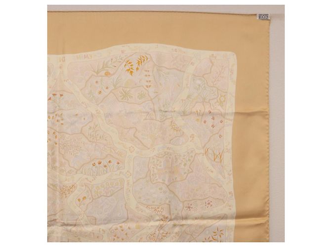 Hermès HERMES Carré 90 Sciarpa "Chemins de Garrigue" Seta Beige Giallo Autentica 186915M - vista 16