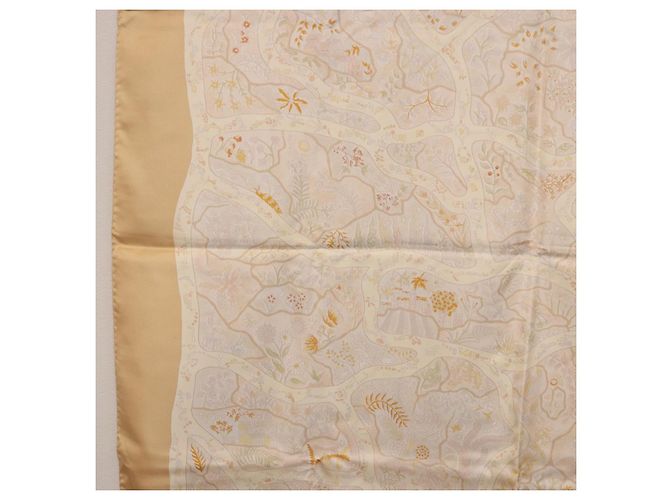 Hermès HERMES Carré 90 Sciarpa "Chemins de Garrigue" Seta Beige Giallo Autentica 186915M - vista 17