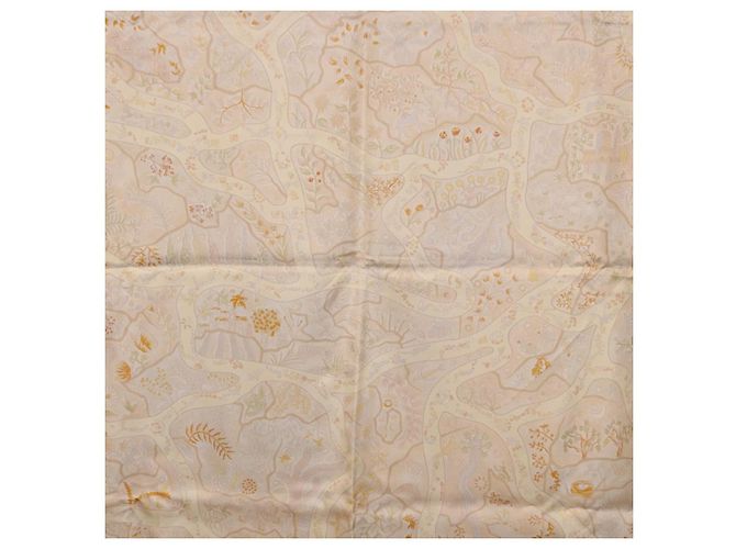 Hermès HERMES Carré 90 Sciarpa "Chemins de Garrigue" Seta Beige Giallo Autentica 186915M - vista 18
