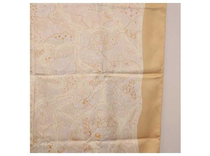 Hermès HERMES Carré 90 Sciarpa "Chemins de Garrigue" Seta Beige Giallo Autentica 186915M - vista 19