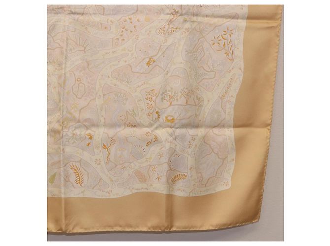 Hermès HERMES Carré 90 Sciarpa "Chemins de Garrigue" Seta Beige Giallo Autentica 186915M - vista 22