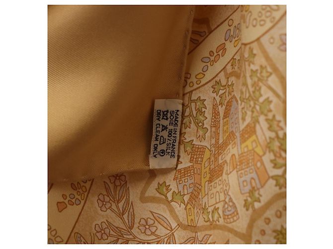 Hermès HERMES Carré 90 Sciarpa "Chemins de Garrigue" Seta Beige Giallo Autentica 186915M - vista 23