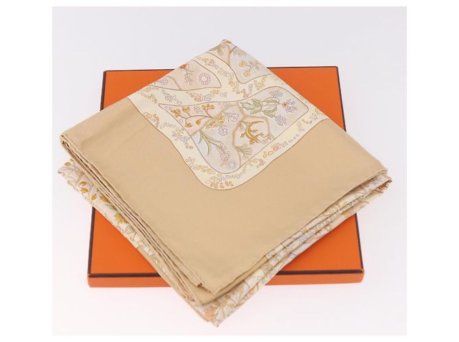 Hermès HERMES Carré 90 Sciarpa "Chemins de Garrigue" Seta Beige Giallo Autentica 186915M - vista 24