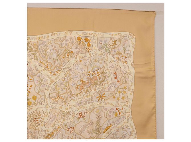 Hermès HERMES Carré 90 Sciarpa "Chemins de Garrigue" Seta Beige Giallo Autentica 186915M - vista 4