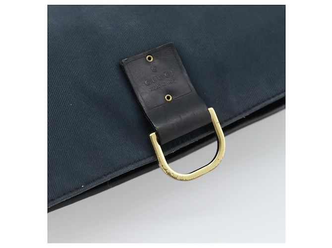 Borsa a Spalla GUCCI Canvas Navy Gold 90669 Auth ka5112 D'oro Blu navy - vista 10