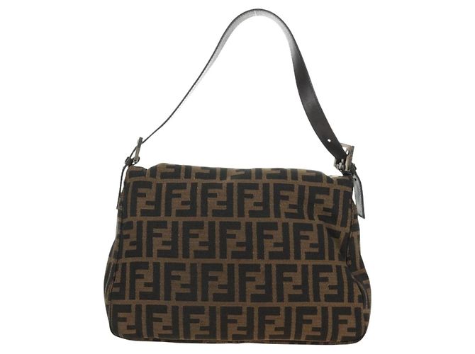 FENDI Zucca Canvas Mamma Baguette Shoulder Bag Marrone Nero Autentica BA13813V - vista 2