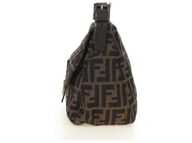 FENDI Zucca Canvas Mamma Baguette Shoulder Bag Marrone Nero Autentica BA13813V - vista 3