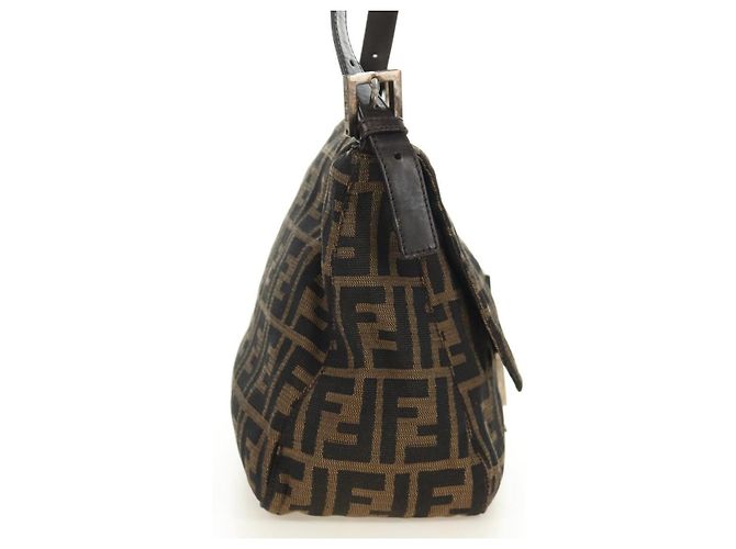 FENDI Zucca Canvas Mamma Baguette Shoulder Bag Marrone Nero Autentica BA13813V - vista 4