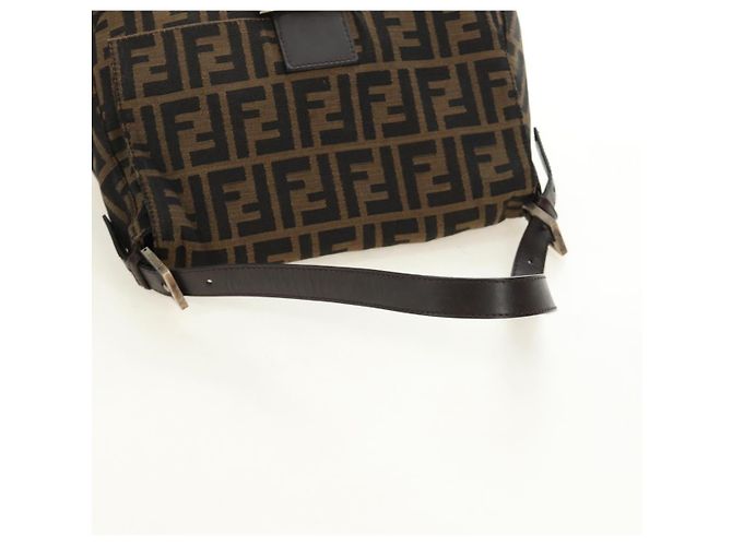 FENDI Zucca Canvas Mamma Baguette Shoulder Bag Marrone Nero Autentica BA13813V - vista 7