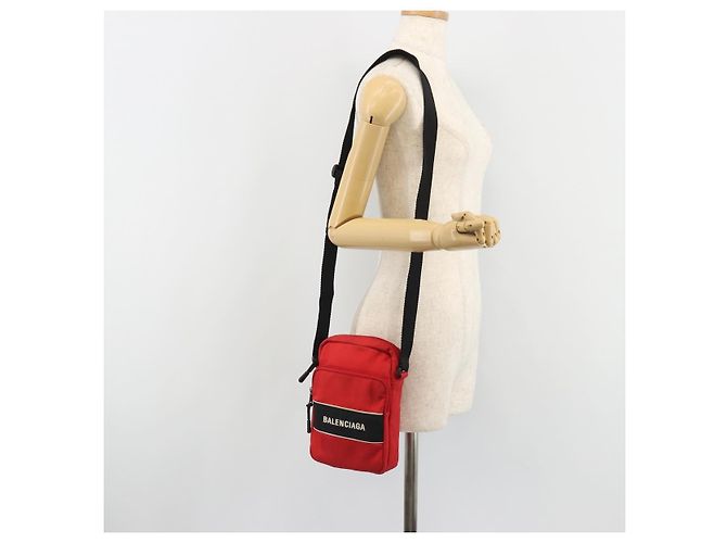 Borsa Messenger BALENCIAGA S Borsa a Spalla Nylon Rosso 638657 Auth hk3893 - vista 23