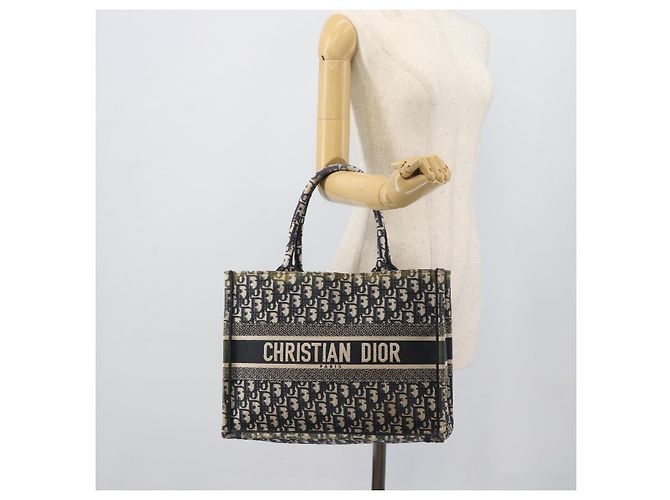 Borsa a mano 2way Christian Dior Trotter Canvas Oblique Book Navy Auth 190866A Blu navy - vista 19
