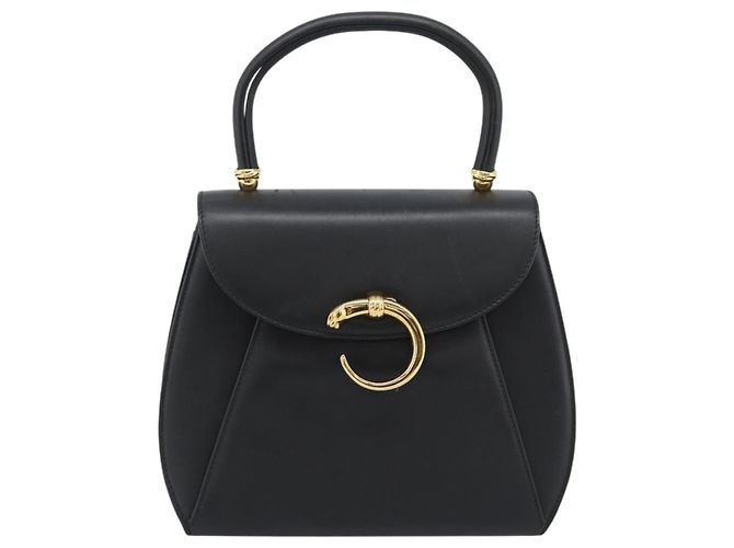 Borsa CARTIER PANTHERE in pelle nera e oro Auth 190829 Nero D'oro - vista 13