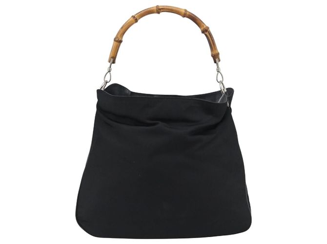 Borsa GUCCI Bamboo in tela nera argento 001 1553 Auth ka5114 Nero - vista 13