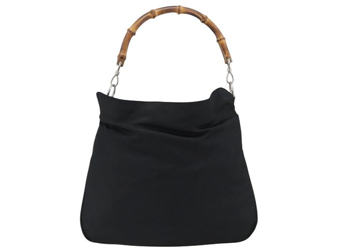 Borsa GUCCI Bamboo in tela nera argento 001 1553 Auth ka5114 Nero - vista 2