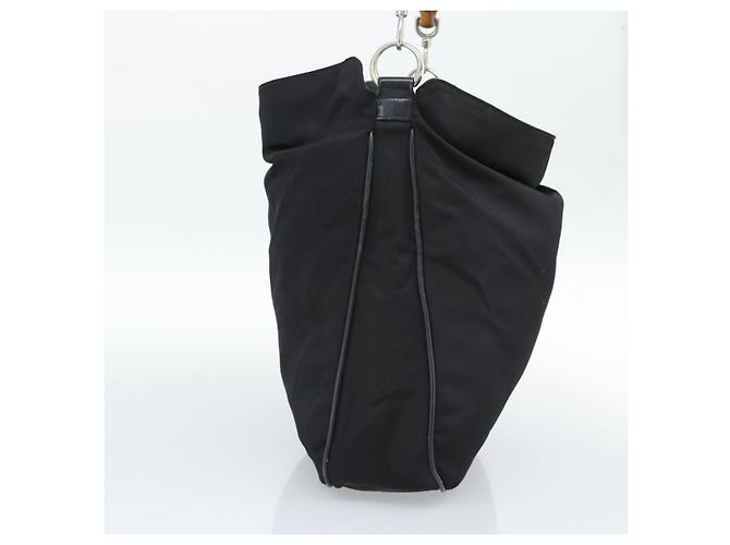 Borsa GUCCI Bamboo in tela nera argento 001 1553 Auth ka5114 Nero - vista 3