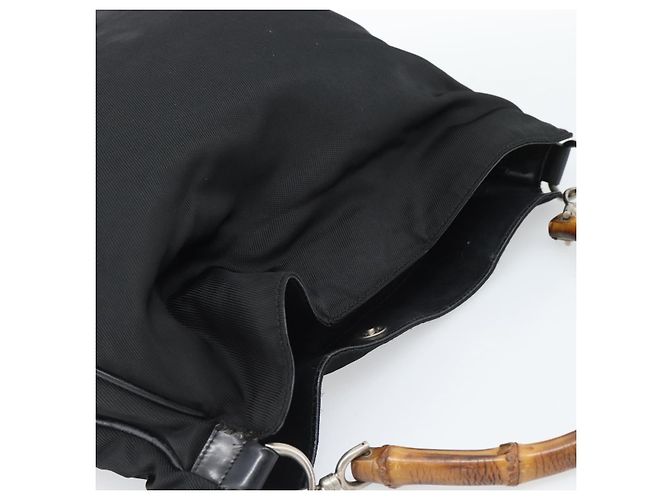 Borsa GUCCI Bamboo in tela nera argento 001 1553 Auth ka5114 Nero - vista 6