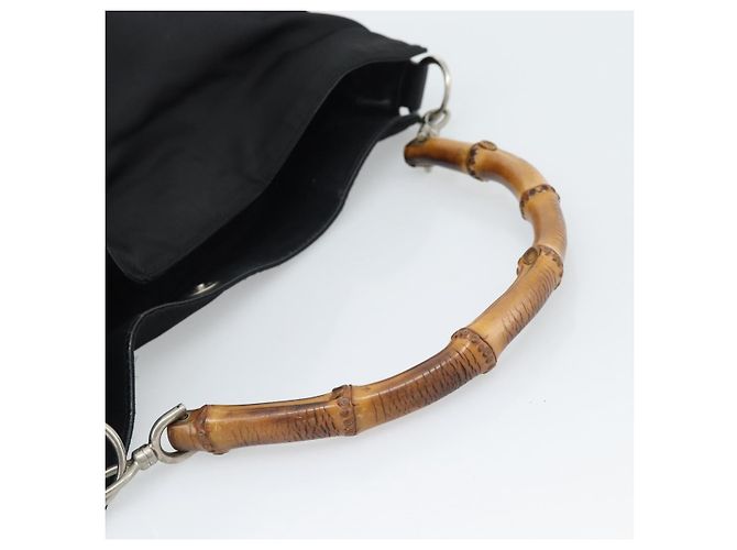 Borsa GUCCI Bamboo in tela nera argento 001 1553 Auth ka5114 Nero - vista 7