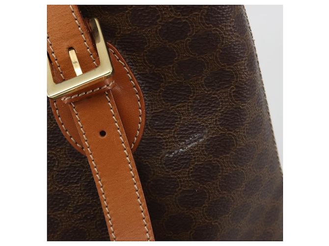Céline Bolsa Tote CELINE Macadam em PVC e couro marrom com detalhes dourados Auth BA13920 - vista 10