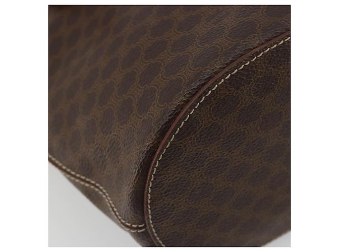 Céline Bolsa Tote CELINE Macadam em PVC e couro marrom com detalhes dourados Auth BA13920 - vista 15
