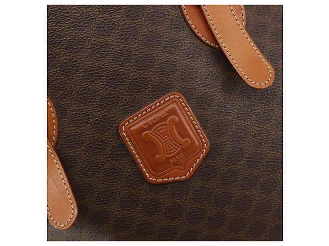 Céline Bolsa Tote CELINE Macadam em PVC e couro marrom com detalhes dourados Auth BA13920 - vista 18