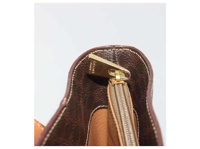Céline Bolsa Tote CELINE Macadam em PVC e couro marrom com detalhes dourados Auth BA13920 - vista 22