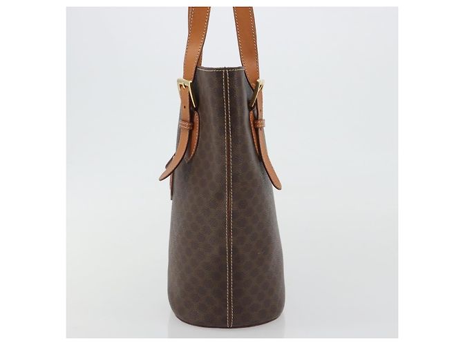 Céline Bolsa Tote CELINE Macadam em PVC e couro marrom com detalhes dourados Auth BA13920 - vista 3