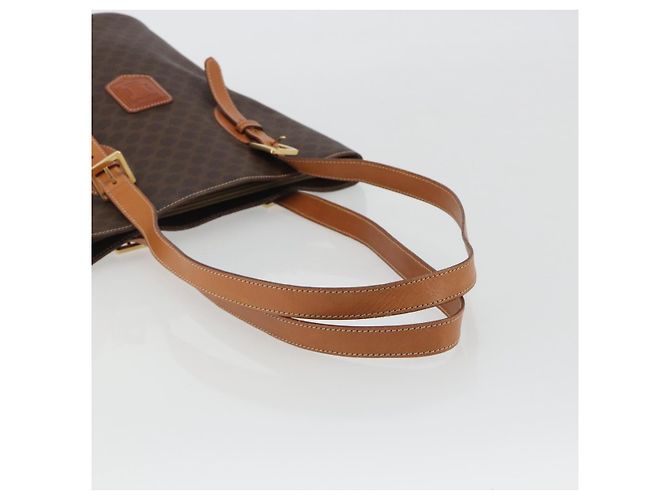 Céline Bolsa Tote CELINE Macadam em PVC e couro marrom com detalhes dourados Auth BA13920 - vista 7