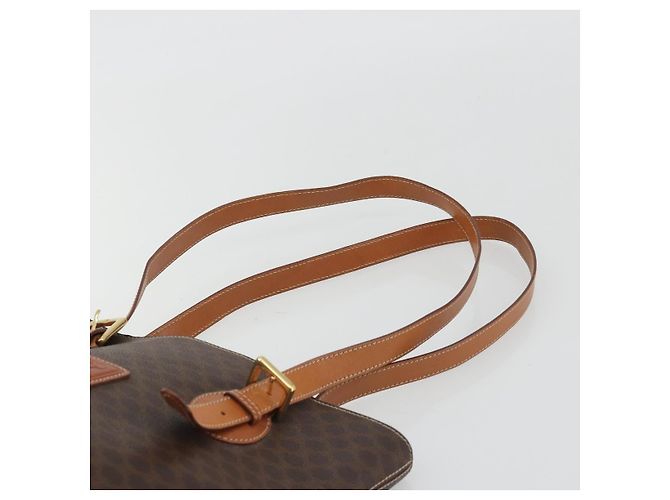 Céline Bolsa Tote CELINE Macadam em PVC e couro marrom com detalhes dourados Auth BA13920 - vista 8