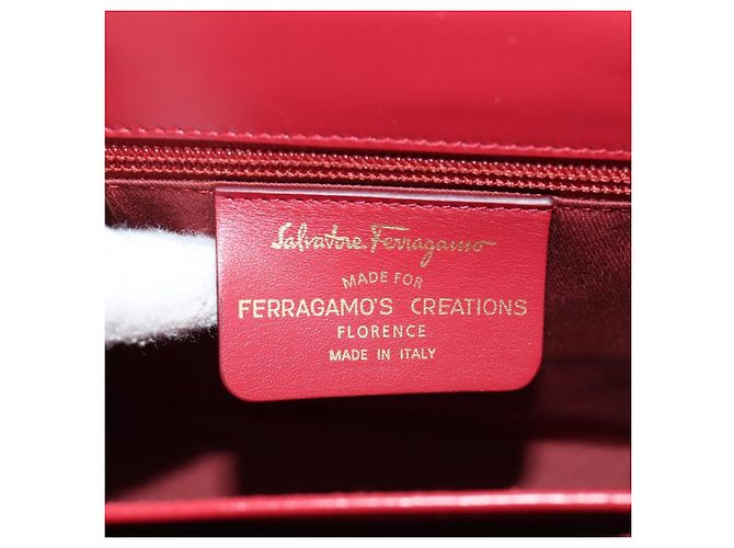 Borsa Salvatore Ferragamo Gancini in tela 2way Rosso Oro Auth 190024SAM D'oro - vista 11