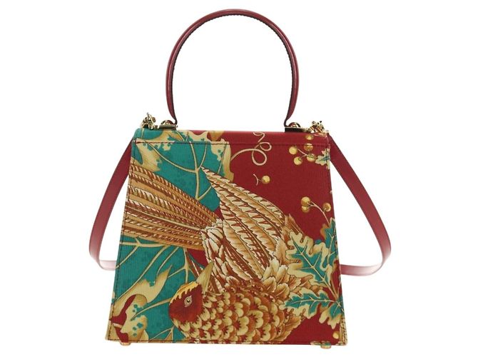 Borsa Salvatore Ferragamo Gancini in tela 2way Rosso Oro Auth 190024SAM D'oro - vista 2
