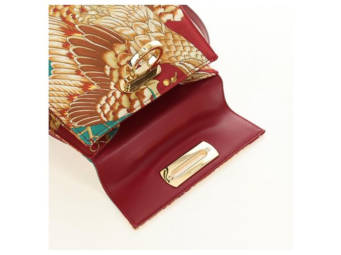 Borsa Salvatore Ferragamo Gancini in tela 2way Rosso Oro Auth 190024SAM D'oro - vista 21