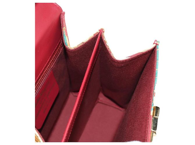 Borsa Salvatore Ferragamo Gancini in tela 2way Rosso Oro Auth 190024SAM D'oro - vista 23