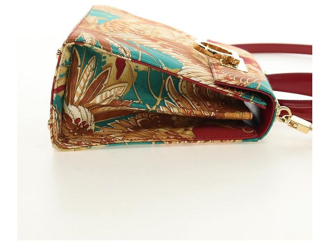 Borsa Salvatore Ferragamo Gancini in tela 2way Rosso Oro Auth 190024SAM D'oro - vista 4