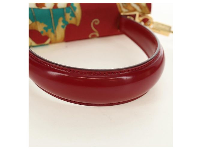 Borsa Salvatore Ferragamo Gancini in tela 2way Rosso Oro Auth 190024SAM D'oro - vista 7