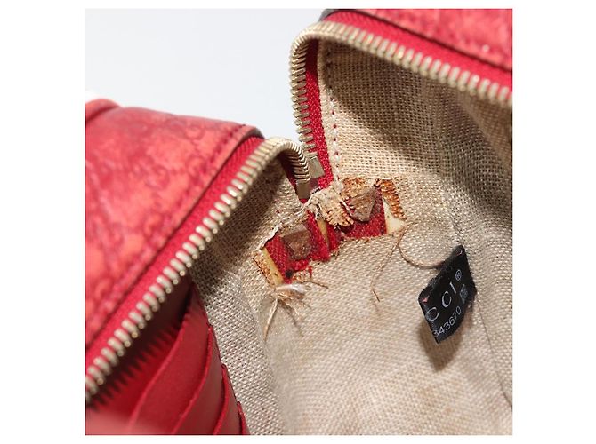 Borsa GUCCI Micro GG Canvas Guccissima in Pelle Rossa e Oro 449413 Auth mr2685 Rosso D'oro - vista 11