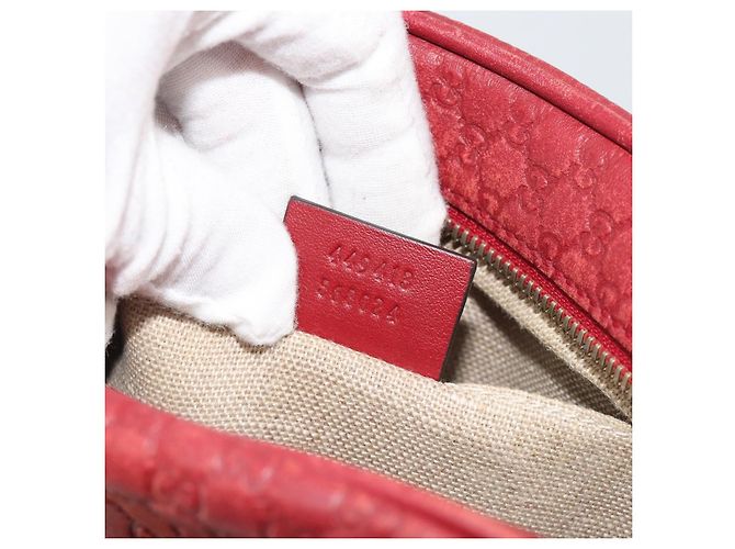 Borsa GUCCI Micro GG Canvas Guccissima in Pelle Rossa e Oro 449413 Auth mr2685 Rosso D'oro - vista 12