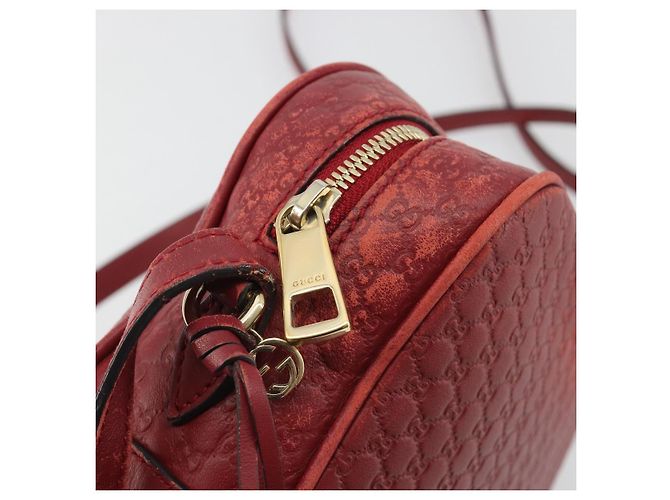 Borsa GUCCI Micro GG Canvas Guccissima in Pelle Rossa e Oro 449413 Auth mr2685 Rosso D'oro - vista 18