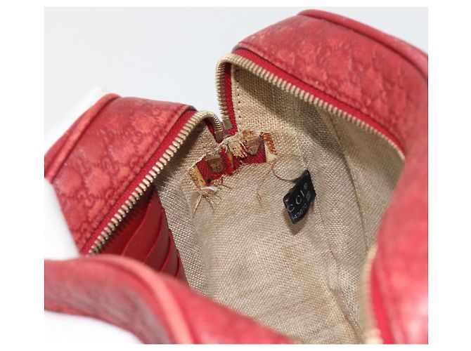 Borsa GUCCI Micro GG Canvas Guccissima in Pelle Rossa e Oro 449413 Auth mr2685 Rosso D'oro - vista 21