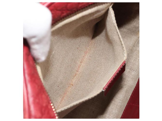 Borsa GUCCI Micro GG Canvas Guccissima in Pelle Rossa e Oro 449413 Auth mr2685 Rosso D'oro - vista 22