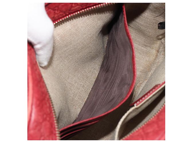 Borsa GUCCI Micro GG Canvas Guccissima in Pelle Rossa e Oro 449413 Auth mr2685 Rosso D'oro - vista 23