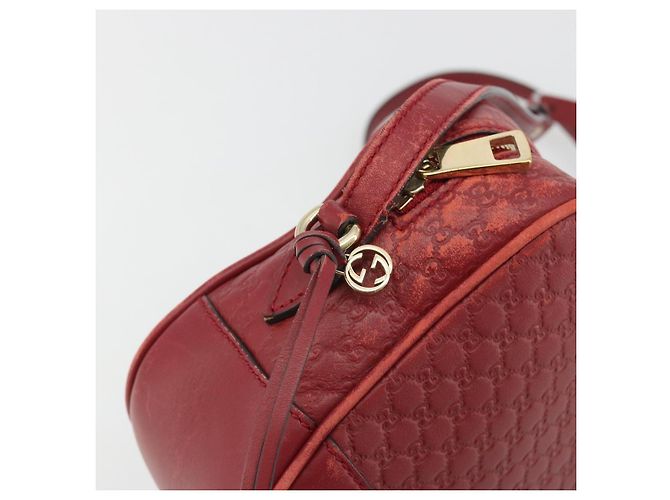 Borsa GUCCI Micro GG Canvas Guccissima in Pelle Rossa e Oro 449413 Auth mr2685 Rosso D'oro - vista 9